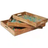 Tiramisu Blissful Blooms Resin And Wood Decorative Trays In Multi