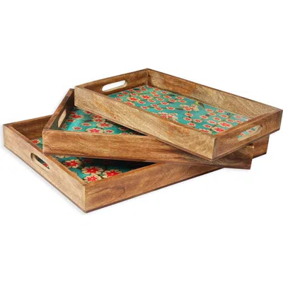 TIRAMISU TIRAMISU RECTANGULAR RESIN & WOOD DECORATIVE TRAY SET