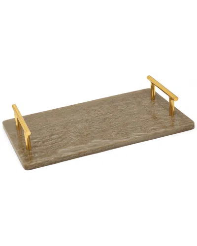 Tiramisu Resin Serving Board With Handles In Brown