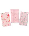Tiramisu Rosy Whimsy Cotton Kitchen Towel Set In Pink