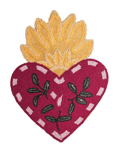 Tiramisu Sacred Heart Flame Beaded Placemat In Multi