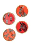 Tiramisu Set Of 4 Metal Coasters In Red