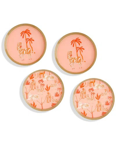 Tiramisu Savannah Blush Metal Coaster Set In Pink