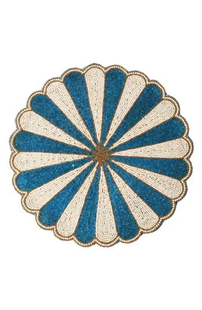 Tiramisu Scalloped Beaded Placemat In Blue