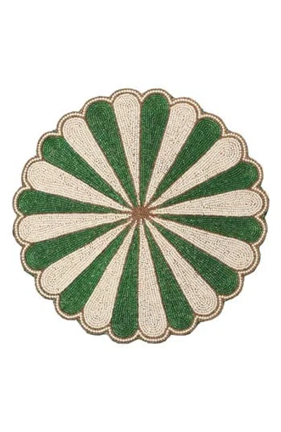 Tiramisu Scalloped Beaded Placemat In Green