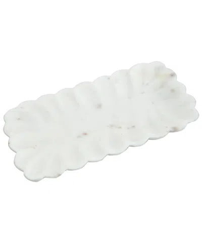 Tiramisu Scalloped Elegance Marble Platter In White