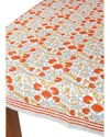 Tiramisu Scarlet & Slate: Floral Block Print Cotton Tablecloth In Multi
