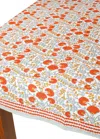 Tiramisu Scarlet & Slate: Floral Block Print Cotton Tablecloth In Multi