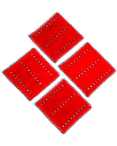TIRAMISU TIRAMISU SCARLET LACE-EDGE COCKTAIL NAPKINS
