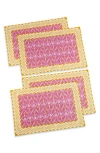 Tiramisu Set Of 4 Orchid Luxe Block Print Napkins In Yellow/pink