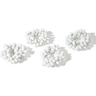 Tiramisu Sculpted Cloud Cluster Set Of 4 Napkin Rings In White