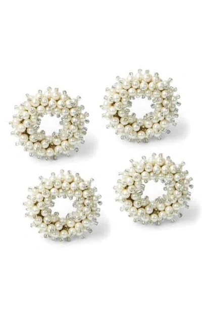 Tiramisu Sculpted Faux Pearl Set Of 4 Napkin Rings In White