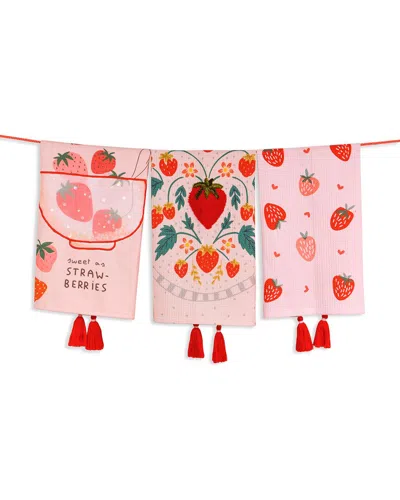 TIRAMISU TIRAMISU SET OF 3 THE STRAWBERRY FIELDS FOREVER ARTISAN KITCHEN TEA TOWEL SET