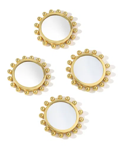 Tiramisu Set Of 4 Astra Beaded Gold Mirror Coasters