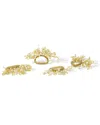 Tiramisu Set Of 4 Aurelia Floral Beaded Napkin Rings In Gold