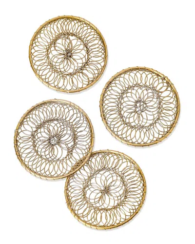 Tiramisu Set Of 4 Aurelian Hand-woven Filigree Coasters In Brown