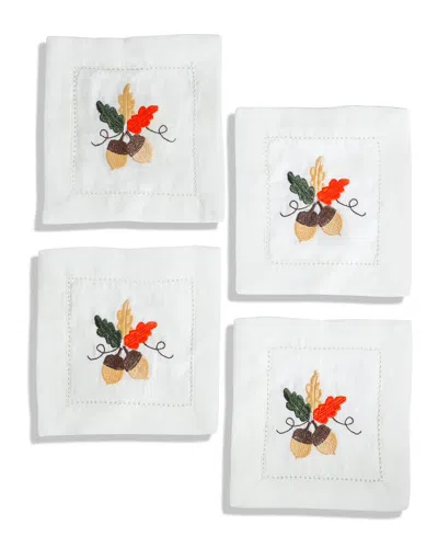 Tiramisu Set Of 4 Autumn Acorn Cocktail Napkins In Multi