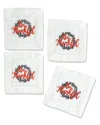 Tiramisu Set Of 4 Be Thankful Wreath Cocktail Napkins In Orange