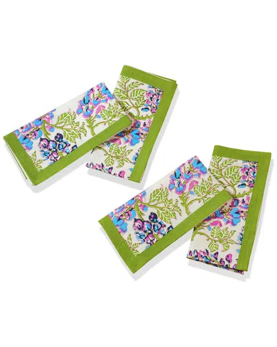 TIRAMISU TIRAMISU SET OF 4 BLUEBELL SYMPHONY BLOCK PRINT NAPKINS