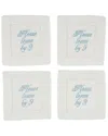 Tiramisu Set Of 4 Bye-bye At Nine Embroidered Cocktail Napkins In Blue