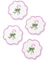 Tiramisu Set Of 4 Candy Cane Charm Embroidered Cocktail Napkins In Pink