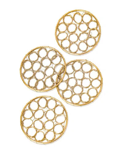 Tiramisu Set Of 4 Catenary Sculptural Ring Coasters In Gold