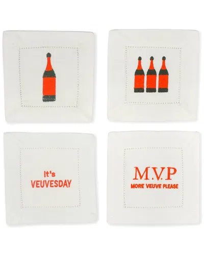 Tiramisu Set Of 4 Champagne Soirée Embroidered Cocktail Napkins In Orange