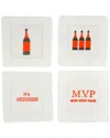 Tiramisu Set Of 4 Embroidered Coasters In White