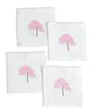 Tiramisu Set Of 4 Cherry Blossom Cocktail Napkins In Pink