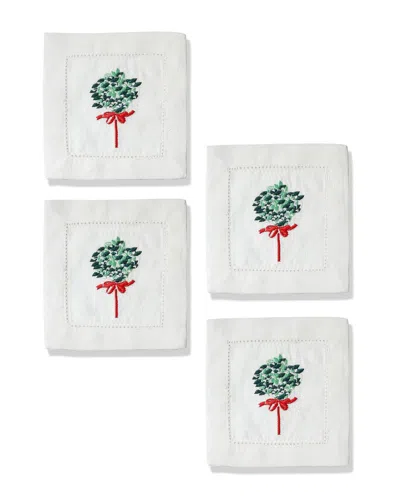 Tiramisu Set Of 4 Christmas Wreath Cocktail Napkins In Green