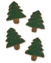 Tiramisu Set Of 4 Classic Shaped Christmas Tree Beaded Coasters In Green