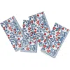 Tiramisu Chic Contrast Block Print Cotton Napkins In Blue/red