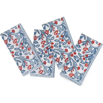 Tiramisu Set Of 4 Cotton Napkins In Blue