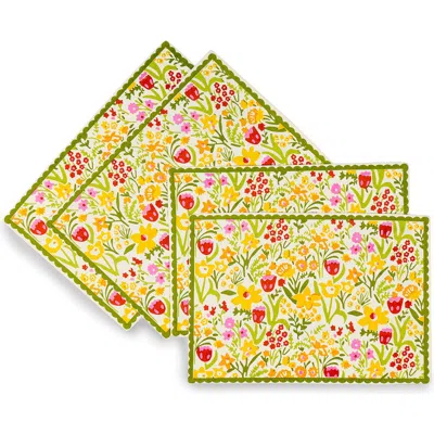 Tiramisu Set Of 4 Cotton Placemats In Green