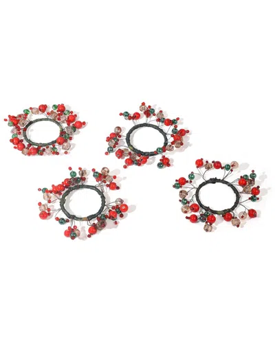 TIRAMISU TIRAMISU SET OF 4 CRIMSON BERRY LUXE NAPKIN RINGS
