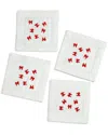 Tiramisu Set Of 4 Dapper Bow Tie Bliss Cocktail Napkins In Red