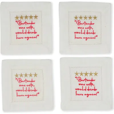 Tiramisu Set Of 4 Embroidered Coasters In Multi