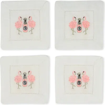 TIRAMISU TIRAMISU SET OF 4 EMBROIDERED COASTERS