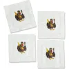 Tiramisu Set Of 4 Thanksgiving Turkey Cocktail Napkins In White