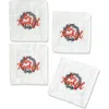 Tiramisu Set Of 4 Embroidered Coasters In Multi