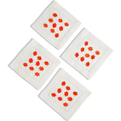 Tiramisu Set Of 4 Embroidered Coasters In Multi