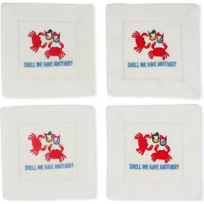 Tiramisu Set Of 4 Embroidered Coasters In Multi