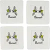 Tiramisu Set Of 4 Embroidered Coasters In White/bees