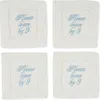 Tiramisu Set Of 4 Embroidered Coasters In White/blue Text
