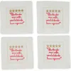Tiramisu Set Of 4 Embroidered Coasters In White/gold Stars