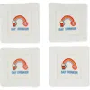 Tiramisu Set Of 4 Embroidered Coasters In White/rainbow