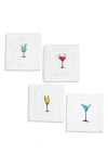Tiramisu Set Of 4 Embroidered Linen Napkins In White