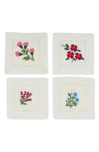 Tiramisu Set Of 4 Embroidered Linen Napkins
