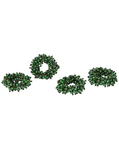 Tiramisu Set Of 4 Emerald Jewel Wreath Napkin Rings In Green