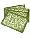 Tiramisu Set Of 4 Evergreen Elegance Block Print Placemats In Green